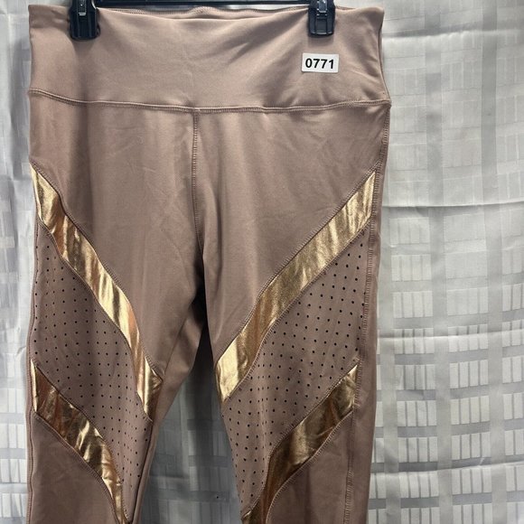 BSP  Antler&Gold Cutout Accent Contrast HighWaist Leggings Women Size XL  Brown - Picture 15 of 16